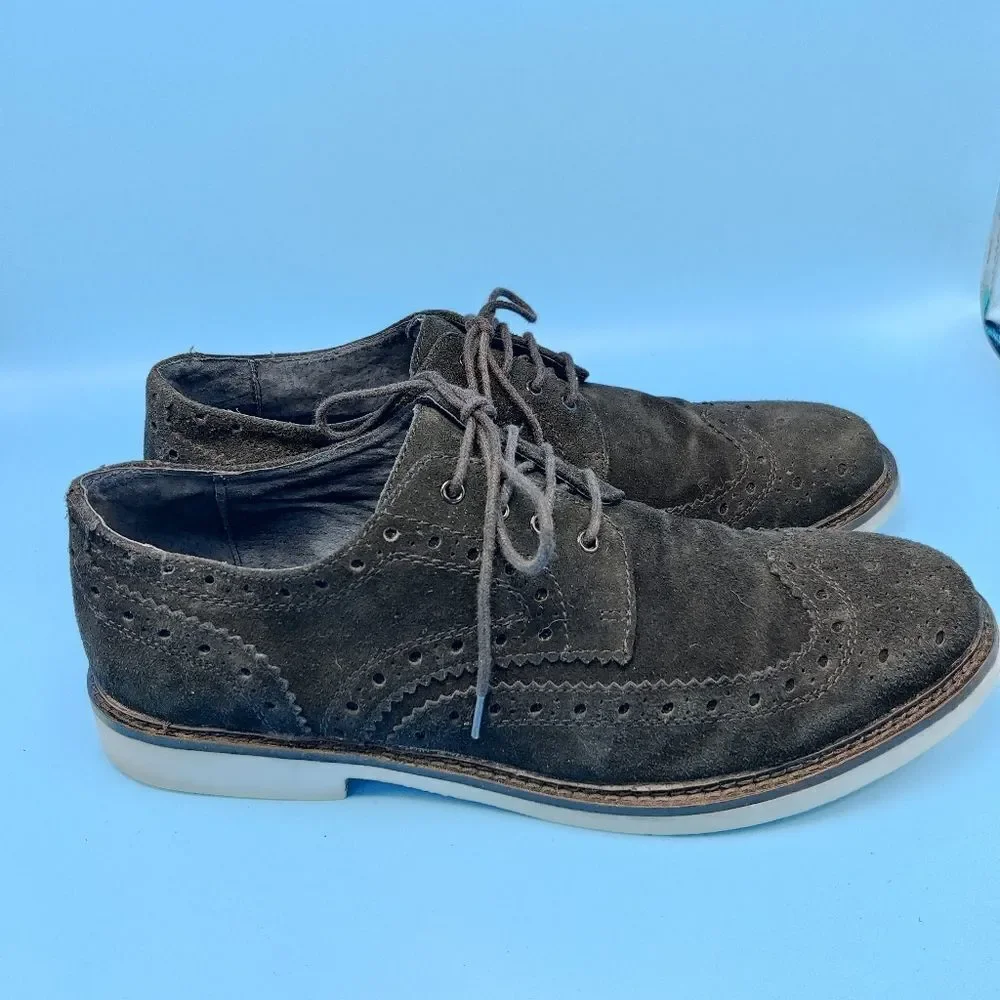 Joseph Abboud Suede Wingtip Brogue Oxford Shoes Men’s Size 11.5 Charcoal Black